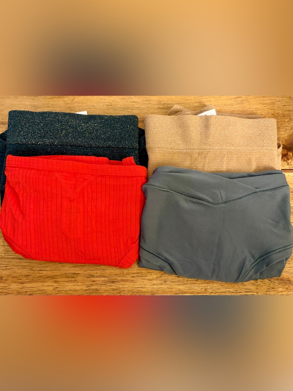 aerie Women's Panty Set in Red, Khaki, Tan & Dk Green Sparkle-4 pairs
